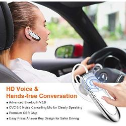 Link Dream Bluetooth Earpiece for Cell Phone Hands Free Wireless Headset Noise Cancelling Mic 24Hrs Talking 1440Hrs Standby Compatible with iPhone Samsung Android for Driver Trucker (White)