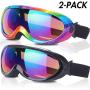 Rngeo Ski Goggles, Pack of 2, Snowboard Goggles for Kids, Boys & Girls, Youth, Men & Women, with UV 400 Protection, Wind Resistance, Anti-Glare Lenses, New Edition