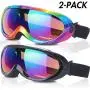 Rngeo Ski Goggles, Pack of 2, Snowboard Goggles for Kids, Boys & Girls, Youth, Men & Women, with UV 400 Protection, Wind Resistance, Anti-Glare Lenses, New Edition