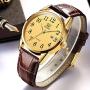 Men Women Wrist Watch Brown Leather-OLEVS Casual Classic Number Easy Reader Analog Quartz Dress Waterproof 3ATM Wristwatch
