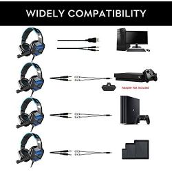 COOAU Stereo Gaming Headset with Mic, LED Lights, Volume Control for PS4, PC, New Xbox One, iPad, Laptop, Smartphones, Noise Cancelling Over-Ear Headphones with 3.5mm Plugs and USB Plugs