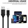 Cell Phone Micro USB Cable, EVISTR 3PACK 10FT Durable Nylon Braid Cell Phone Charging Cable USB 2.0 A Male to Micro B Sync Data Cable Cord Compatible with Samsung Note 5, 4, 3, Moto Android Phone