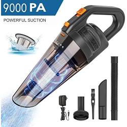 HONITURE Handheld Vacuum, Car Vacuum 9000Pa Strong Cyclonic Suction Portable Hand Vac Cordless Rechargable Li-ion Battery Dustbuster Lightweight Wet and Dry Vacuum Cleaner for Home and Car