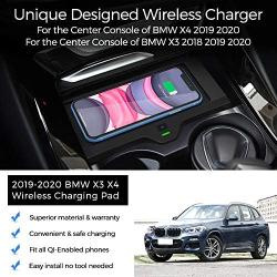 CarQiWireless Wireless Phone Charger Fast Charging for BMW X3 2018 2019 2020 BMW X4 2019 2020 Center Console Wireless Charging Pad Mat for BMW X3 X4 Accessory Compatible All Wireless Enabled Phone