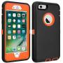 iPhone 6/6S Case Shockproof High Impact Tough Rubber Rugged Hybrid Case Silicone Triple Protective Anti-Shock Shatter-Resistant Mobile Phone Case for iPhone 6/6S 4.7"(Black-Orange)