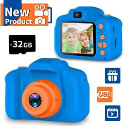 Seckton Upgrade Kids Selfie Camera, Best Birthday Gifts for Boys Age 3-9, HD Digital Video Cameras for Toddler, Portable Toy for 3 4 5 6 7 8 Year Old Boy with 32GB SD Card-Orange