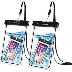 newppon Large Waterproof Cell Phone Pouch :(2-Pack) IPX8 Universal Dry Bag for iPhone 11 Pro Max Xs XR X 8 7 6S Plus Samsung Galaxy S10 S9+ S8+ Note 8 6 5 Pixel 3 XL LG up to 7.5" with Slim Case