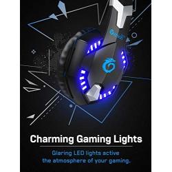 VersionTECH. G2000 [Updated] Stereo Gaming Headset for Xbox One PS4 PC,Surround Sound Over-Ear Headphones with 50mm Drive Unit,Noise Cancelling Mic, LED Lights for Laptop, Mac,Nintendo Switch Game