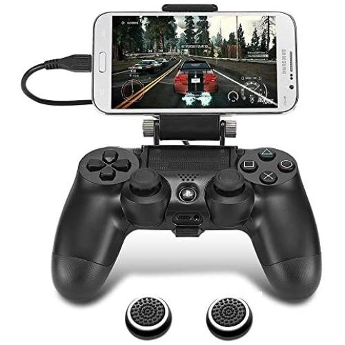 PS4 Controller Phone Clip, TAACOO Foldable Game Controller Mount Mobile Phone Holder Smartphone Clamp for Playstation 4 Dualshock 4 Wireless Controller (Black)