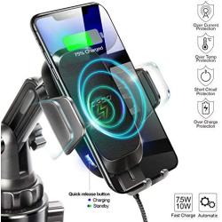 TOPGO Cup Holder Phone Mount Wireless Charger,Universal Cell Phone Holder Car Charger Wireless-Charger-Cup-Phone-Holder Fast Charging for iPhone, Samsung Galaxy