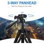 Camera Tripod Portable Aluminum Alloy Camera Tripod Monopod with 3-Way Swivel Pan Head and Carrying Bag for DSLR, DV Video Camcorder, Phone (BJ-368)