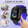 Kids Smart Watch Waterproof with GPS Tracker Phone Smartwatch SOS Game Voice Chat 1.44 Touch Screen for Boys Girls Birthday Gift (Blue)