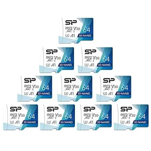 Silicon Power 64GB 10-Pack Superior Pro Micro SDXC UHS-I (U3), V30 4K A1, High Speed MicroSD Card with Adapter Silicon Power 64GB 10-Pack Superior Pro Micro SDXC UHS-I (U3), V30 4K A1, High Speed MicroSD Card with Adapter