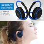 Small Bluetooth Headphones Behind The Head, Sports Wireless Headset with Built in Microphone and Crystal-Clear Sound, Fold-able and Carried in The Purse, and 12-Hour Battery Life, Blue