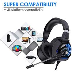 ONIKUMA II Gaming Headset for PS4, Xbox One, PC, Nintendo Switch, Over-Ear Noise Cancelling Headphones with Soft Memory Earmuffs, 7.1 Surround Sound, Volume/Mic Control, LED Light for Laptop Mac