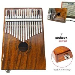 Moozica 17-Key EQ Kalimba, Electric Finger Thumb Piano Built-in Pickup With 6.35mm Audio Interface and Professional Kalimba Case (Koa-EQ)