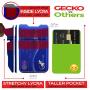 Double Pocket - Adhesive Card Holder - Cell Phone Pouch - Stick on Lycra Pocket - Carry Credit Cards and Cash (Blue)