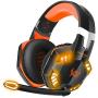 Homgrace Stereo Bass Surround Gaming Headset, Over Ear Gaming Headphones with Mic, Noise Reduction, LED Lights and Volume Control for Laptop, PC, Mac, iPad, Smartphones Orange