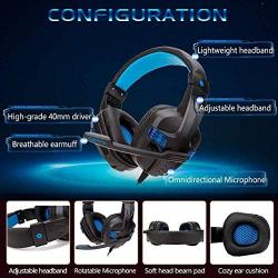 GFDGFDG PS4 Gaming Headset, with Noise Canceling Microphone, Bass Surround Over Ear Gaming Headphones for Xbox Playstation 4 Laptop Smart Phone PC