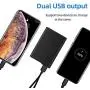 Portable Phone Charger 12000mAh Fast Charge Ultra Mini Power Bank External Battery Packs Dual USB Ports Type C 2.4A with LCD Display Powerpack for iPhone iPad Samsung Galaxy Smartphone Nintendo Switch