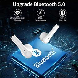 True Wireless Earbuds Bluetooth 5.0 Earbud Headphones, 3D Noise Canceling Headphones in-Ear Headphones IPX5 Waterproof Headphones with Fast Charging Case for iPhone/Apple Airpods/Android