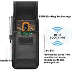 Takfox Phone Holster for Samsung Galaxy S20 Ultra S20 Plus S10+ S9 S8 S7 J7 J3, A10e A20 A30 A50, G7 Power Z4, Stylo 5 4, Nylon Cell Phone Belt Clip Holster Carrying Phone Pouch w Card Holder,Black