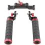 CAMVATE 15mm Rod & Soft Rubber Grip Shoulder Mount Rig with Rosette Standard Accessory for DSLR(Red,M6 Thread,31.8 mm)