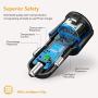 [2020 Latest] USB C PD Car Charger, POWLAKEN 36W 2-Port Fast PD Car Charger with Dual 18W Power Delivery for iPhone 11/11 Pro/11 Pro Max, Galaxy Phone and More (USB C to C & Lightning Cable Included)