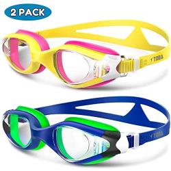 Swim Goggles, 2 Pack Anti-Fog Leak Proof Kids Swimming Goggles for Kid Toddler