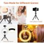 10" Ring Light with Tripod Stand & 2 Cell Phone Holder for YouTube Video & Tiktok, Lusweimi Mini Dimmable Desk Makeup Led Ringlight for Photography, Shooting and Live Streaming