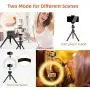 10" Ring Light with Tripod Stand & 2 Cell Phone Holder for YouTube Video & Tiktok, Lusweimi Mini Dimmable Desk Makeup Led Ringlight for Photography, Shooting and Live Streaming