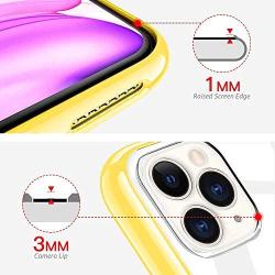 OULUOQI Compatible with iPhone 11 Pro Max Case 2019,Tempered Glass Screen Protector [2Pack] with Shockproof Clear Case for iPhone 11 Pro Max 6.5 inch.(Yellow)