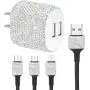 SAVORI Dual USB Wall Charger, Bling Rhinestones Wall Charger Plug Power Adapter with USB 3-in-1 Multi Charging Cable Compatible with iPhone iPad Android Type C Phones (White) SAVORI Dual USB Wall Charger, Bling Rhinestones Wall Charger Plug Power Adapter with USB 3-in-1 Multi Charging Cable Compatible with iPhone iPad Android Type C Phones (White)