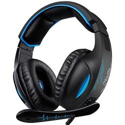 SADES Gaming Headset for PS4 Controller,Xbox One,PC,Laptop,Mac,Tablet,Smartphone,Over Ear Noise-canceling Gaming Headphones with Mic for Nintendo Switch Games(Black&Blue)