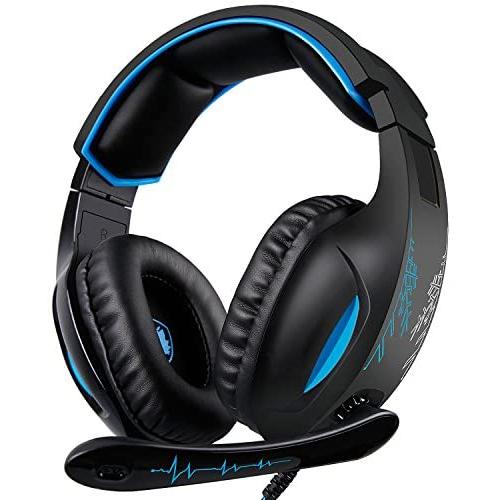 SADES Gaming Headset for PS4 Controller,Xbox One,PC,Laptop,Mac,Tablet,Smartphone,Over Ear Noise-canceling Gaming Headphones with Mic for Nintendo Switch Games(Black&Blue)
