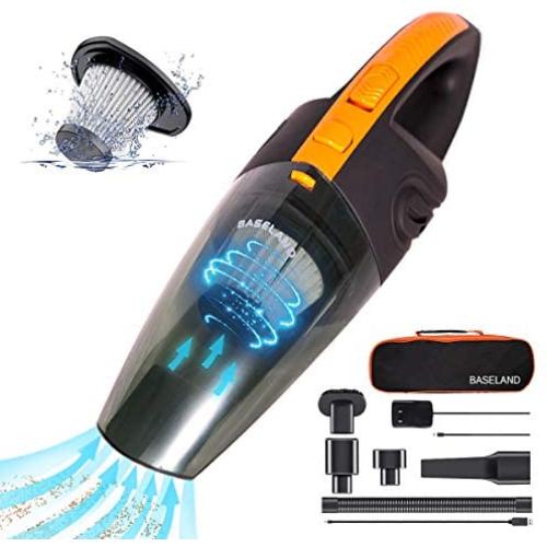 Baseland Cordless Handheld Vacuum, Portable Car Vacuum Cleaner, Upgraded Rechargeable Vacuum for Household and Car Cleaning，with 2 Kinds of USB and Socket Charging Line.