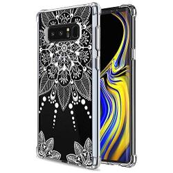 KIOMY Galaxy Note 8 Case Clear with Henna Design Shockproof Protective Case for Samsung Galaxy Note 8 Cute Mandala Flowers Pattern Flexible Slim Fit Rubber Floral Cell Phone Cover for Girls Women