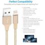 Lightning Cable Apple Certified - Quntis iPhone Charger 3Pack 3ft 6ft 10ft Nylon Braided USB Fast Charging Cord Compatible with iPhone 11 Pro X Xs Max XR 8 7 6 Plus iPad Pro Airpods and More, Gold