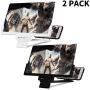 Cell Phone Screen Magnifier, 2 Pcs 12 inch Foldable Screen Amplifiers for Smart Phone, Enlarge Screens Stand Holder for Watching Movie, Video, Reading, and Playing Games (Pack of 2, Black & White)