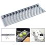 bemece Roll up Silicone Drainer Rack, 20" x 12.8" Foldable Dish Drainer Rack over the Sink, Multipurpose Dish Drying Rack for Drying Vegetable, Fruits and Dishes