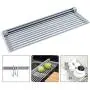 bemece Roll up Silicone Drainer Rack, 20" x 12.8" Foldable Dish Drainer Rack over the Sink, Multipurpose Dish Drying Rack for Drying Vegetable, Fruits and Dishes bemece Roll up Silicone Drainer Rack, 20" x 12.8" Foldable Dish Drainer Rack over the Sink, Multipurpose Dish Drying Rack for Drying Vegetable, Fruits and Dishes