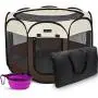 Hepeeng Portable Foldable Pet Playpen and Carrying Case Collapsible Travel Bowl Indoor/Outdoor Use with Water Resistant and Removable Shade Cover for Dog/Cat/Rabbit Suitable for Pets Under 26lb Hepeeng Portable Foldable Pet Playpen and Carrying Case Collapsible Travel Bowl Indoor/Outdoor Use with Water Resistant and Removable Shade Cover for Dog/Cat/Rabbit Suitable for Pets Under 26lb