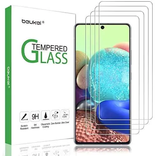 (4 Pack) Beukei for Samsung Galaxy A71 (5G) Screen Protector Tempered Glass (NOT FIT Galaxy A71 4G Version), Anti Scratch, Bubble Free (4 Pack) Beukei for Samsung Galaxy A71 (5G) Screen Protector Tempered Glass (NOT FIT Galaxy A71 4G Version), Anti Scratch, Bubble Free