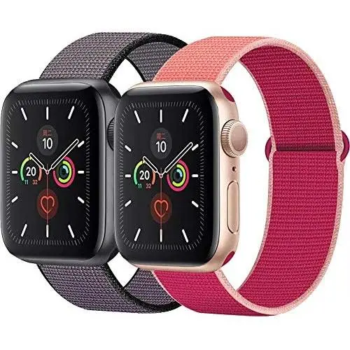 OHCBOOGIE Compatible with Apple Watch Band 38mm 40mm 42mm 44mm, Sport Band Soft Breathable Nylon Replacement Compatible with iWatch Series 5/4/3/2/1,2pack OHCBOOGIE Compatible with Apple Watch Band 38mm 40mm 42mm 44mm, Sport Band Soft Breathable Nylon Replacement Compatible with iWatch Series 5/4/3/2/1,2pack