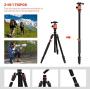 GEEKOTO 77 Tripod, Camera Tripod for DSLR, Compact Aluminum Tripod with 360 Degree Ball Head and 8kgs Load for Travel and Work
