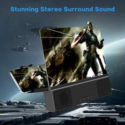 3D Phone Screen Amplifier, 12" HD Screen Amplifier with Bluetooth Spearker Anti-Blue Light Cell Phone Stands.Projector  Amplifier for Movies,Videos,and Gaming–Supports All Smartphones