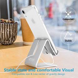 Desk Cell Phone Stand Holder Aluminum Phone Dock Cradle Compatible with Switch, All Android Smartphone, for iPhone 11 Pro Xs Xs Max Xr X 8 7 6 6s Plus 5 5s 5c Charging, Accessories Desk (Silver)