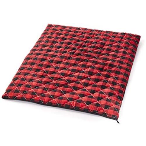 The Lakeside Collection Quilted Self-Warming Plaid Thermal Pet Bed - Red and Black Checkered - Small