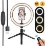 10" Ring Light, with Phone Holder Selfie Ring Light, 3 Lighting Modes and 10 Brightness Levels, for Live Streaming, YouTube, Makeup, Video Shooting, Vlog, Selfie (Remote Control for iPhone Android)