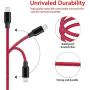 DNLM iPhone Charger, MFi Certified Lightning Charging Cable, USB Nylon Braided Syncing 5Pack 3FT 3FT 6FT 6FT 10FT Compatible iPhone 11 Pro Max/SE/Xs Max/XR/8 Plus(Red and Blue)